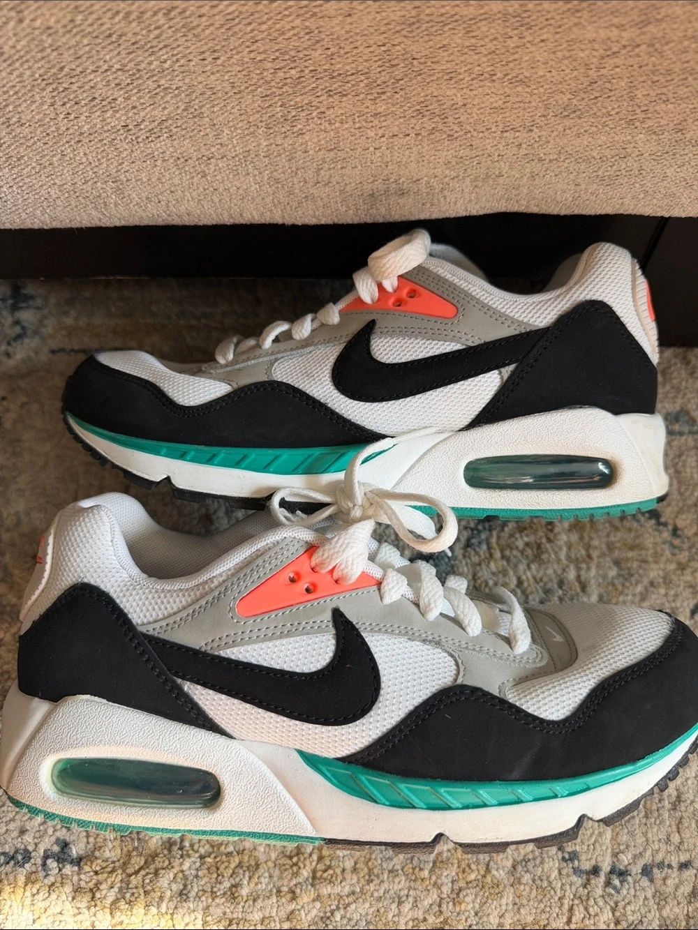 Nike Women's White Black Teal Coral Air Max-Style Sneakers - Size 8